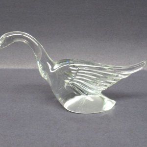Imperial Heisey Glass Crystal GOOSE Wings Half Raised Figurine